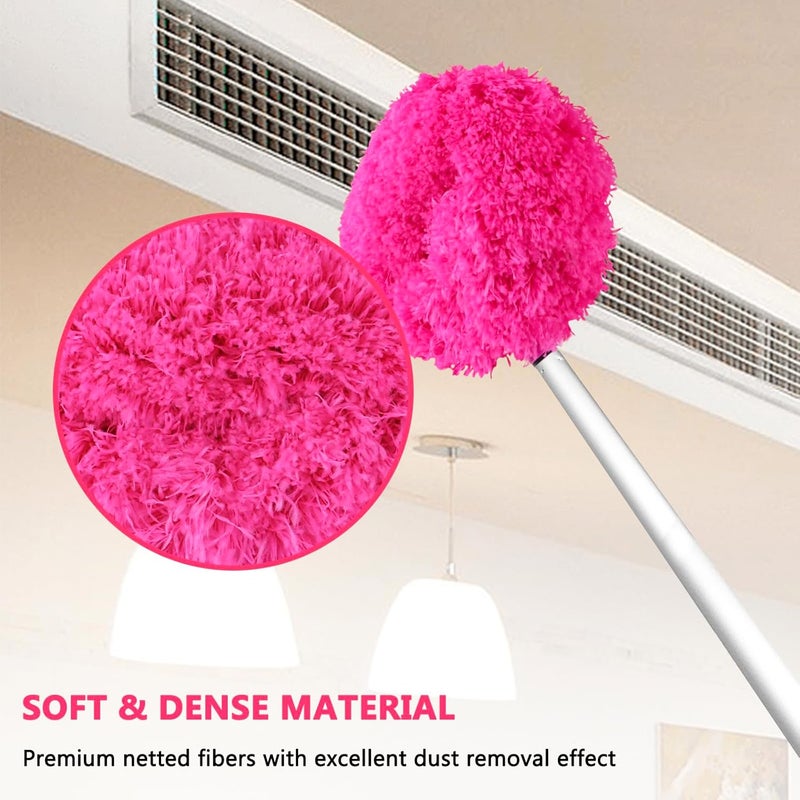 Heonay Ceiling Fan Cleaner Duster Reusable Microfiber Ceiling Fan Blade Cleaner Removable Duster with Extension Pole Adjusts 13 to 49.7 Inch for Cleaning Walls Bookshelves Furniture Door Window Top (Rosy) - Image 5